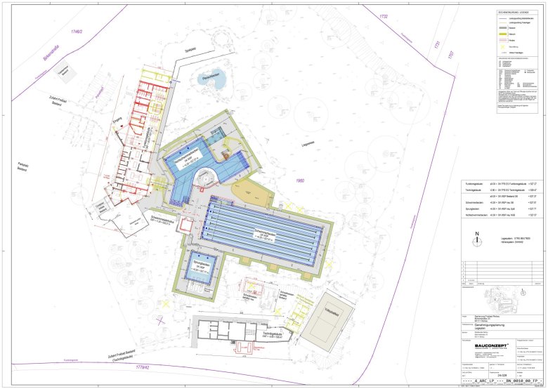 Die Grafik zeigt den aktuellen Lageplan vom Rehauer Freibad nach dessen geplanter Sanierung.
