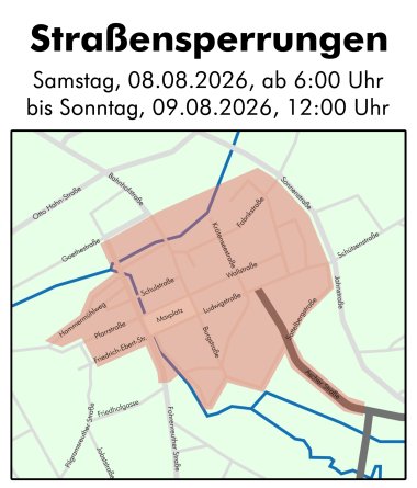 Auf dem Bild sind die Straßensperrungen in der Innenstadt zur Veranstaltung "Streets of Passion" zu sehen.
