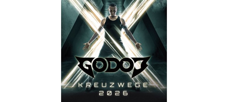 Auf dem Bild ist der Musiker Thomas Godoj zu sehen. Auf dem Bild ist der Text "Kreuzwege 2026" zu sehen.