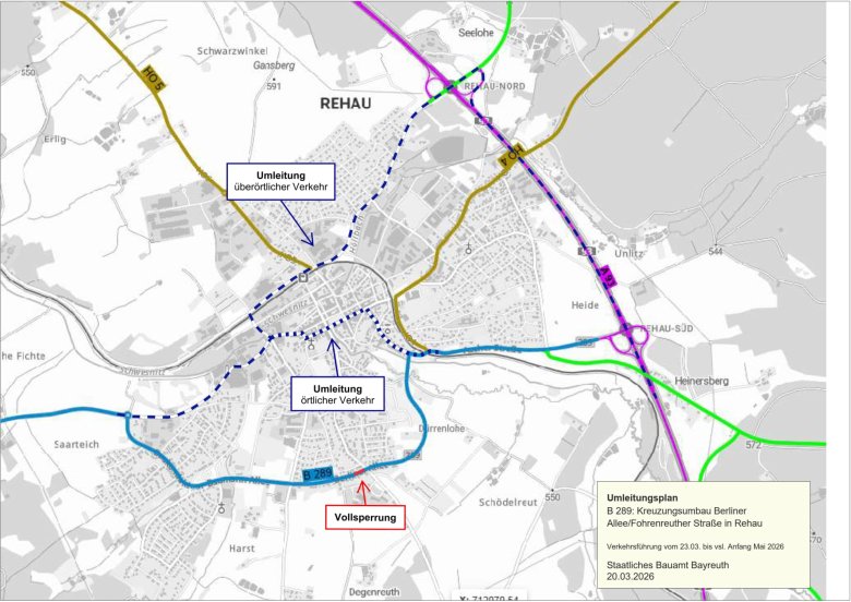 Die Grafik zeigt die Straßensperrung in der Berliner Allee sowie die innerörtliche und überörtliche Umleitung.
