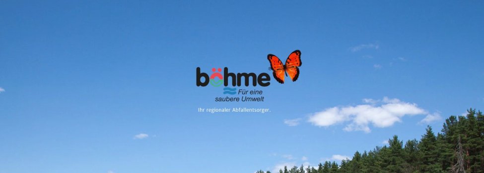 Die Grafik zeigt das Logo der Firma "Böhme" vor dem blauen Himmel.