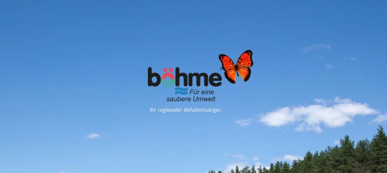 Die Grafik zeigt das Logo der Firma "Böhme" vor dem blauen Himmel.