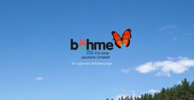 Die Grafik zeigt das Logo der Firma "Böhme" vor dem blauen Himmel.