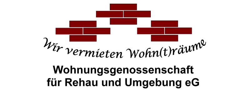Die Grafik zeigt das Logo der Wohnungsgenossenschaft für Rehau und Umgebung eG.