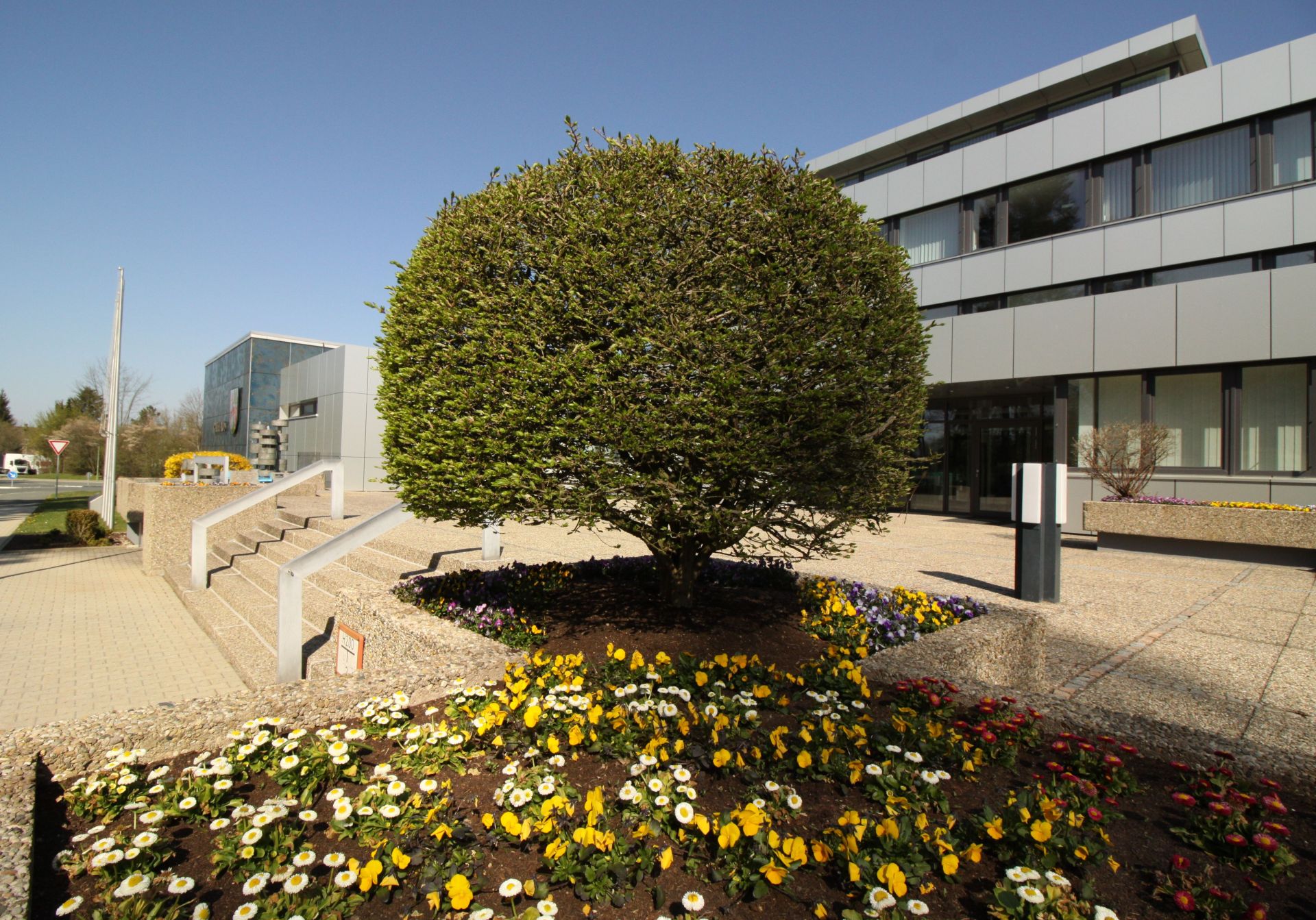 Das Bild zeigt die Außenflächen vor dem Rathaus.