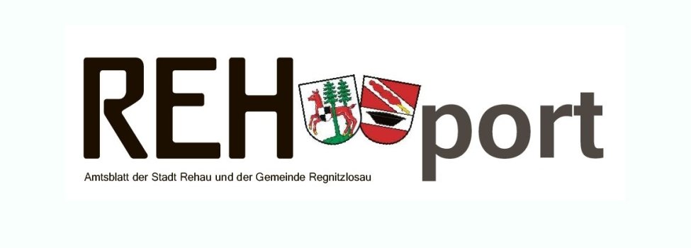 Das Bild zeigt die Headline des REHports: REHport Mitteilungsblatt von Rehau und Regnitzlosau